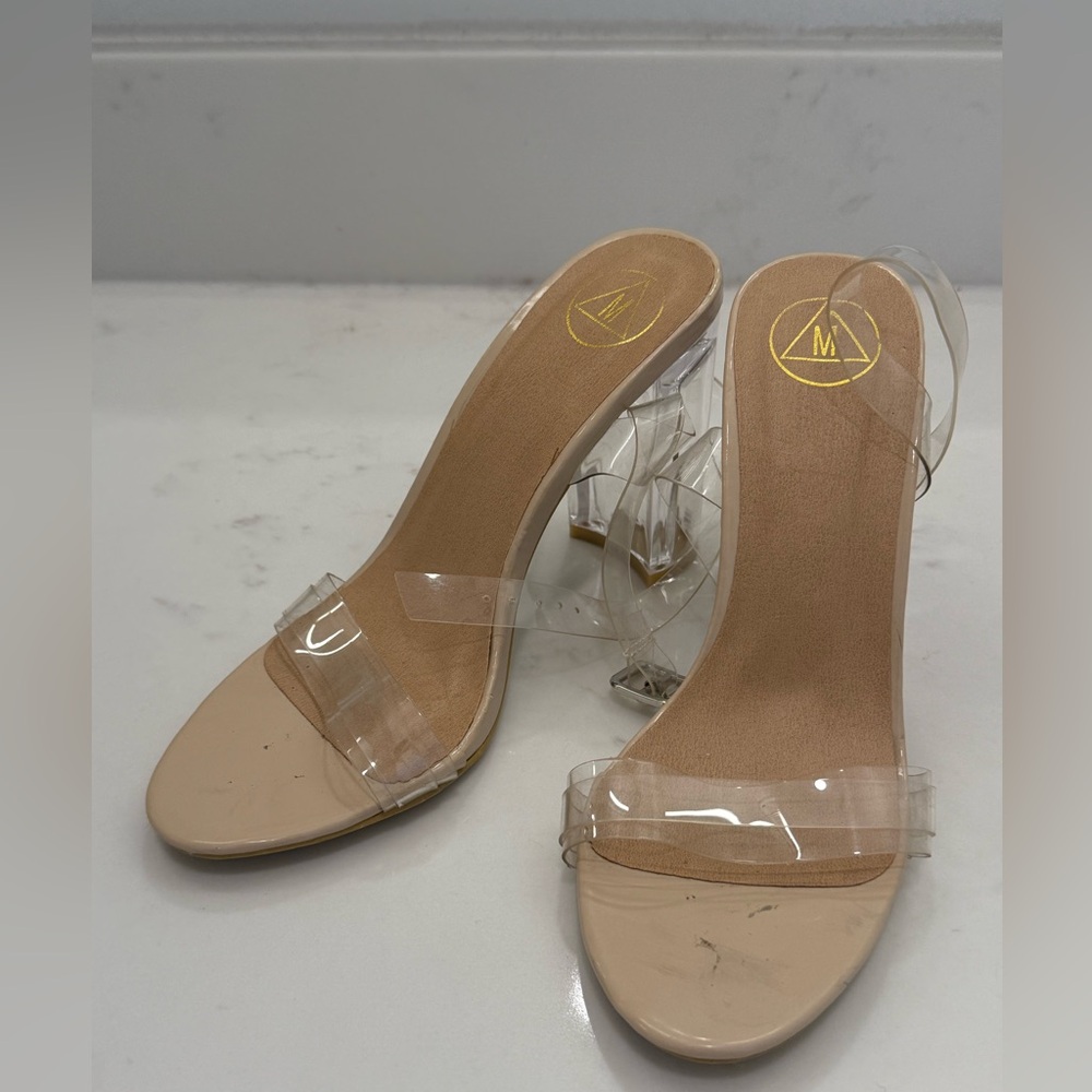 Urban outfitters uo nude Transparent Strap Heels 7 37